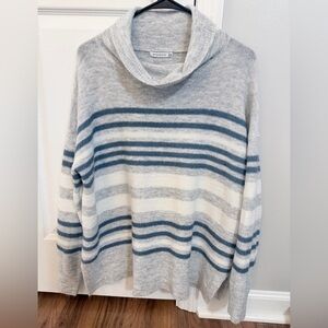 Staccato Gray and Blue Striped Cowl Neck Sweater